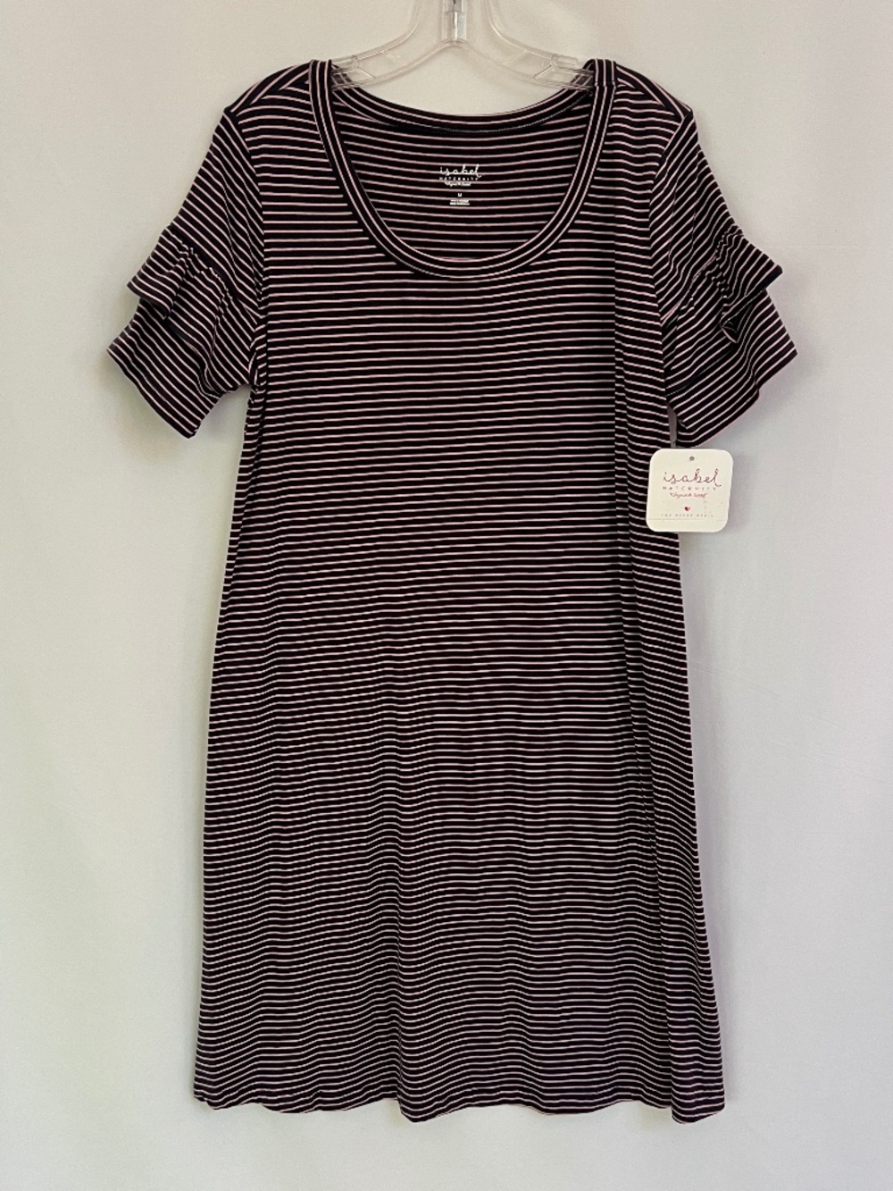 Isabel By Ingrid & Isabel Maternity Dress Pink Navy Stripes Size M NWT